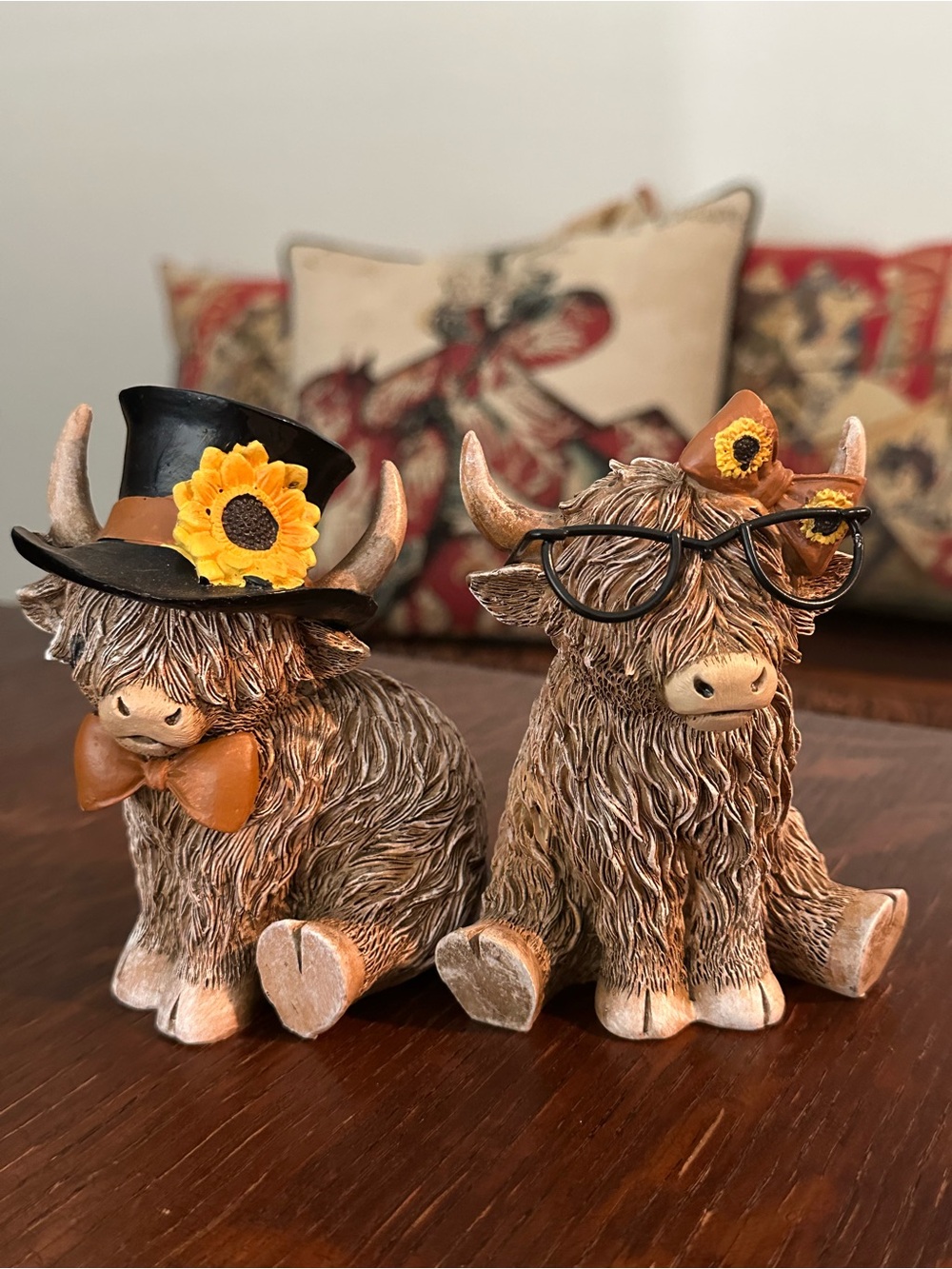 Fall 2024 Sunflower Highland Cow Resin Figurines